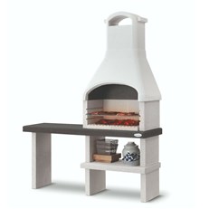 Orlando Masonry BBQ Grill - Wood or Charcoal Fired in grey and White