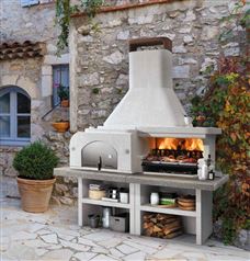 Gargano 3 Masonry Barbecue with Wood Fired Oven and Grey Worktop