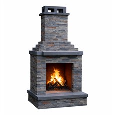 Dark Stone Outdoor Wood Burning Fireplace