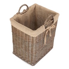 Rectangular Willow Storage Log Basket - Top View