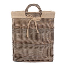 Rectangular Willow Storage Log Basket - Side View