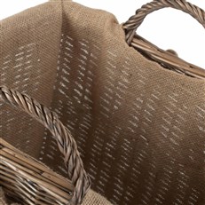 Rectangular Willow Storage Log Basket - Removable Hessian Lining