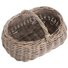 Grey Rattan Market Basket - Top View