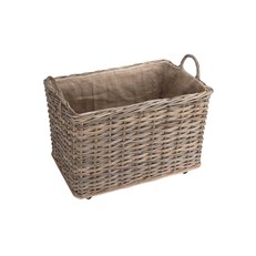 Large Wheeled Rattan Log Basket with Cordura Lining 