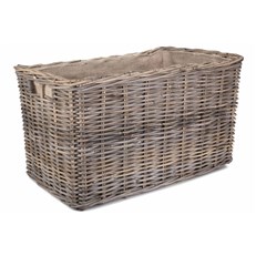 Large Under-Bench Rattan Basket with Cordura Lining - Side View
