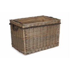 Set of 2 Rectangular Rope-Handled Log Baskets - Fireplace Storage