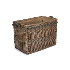 Medium Rectangular Rope-Handled Log Basket - Side View