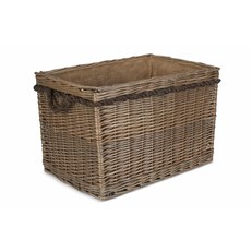 Large Rectangular Rope-Handled Log Basket - Side View