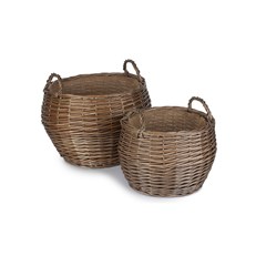 Set of 2 Antique Wash Baskets - Stylish and Versatile Storage Solution