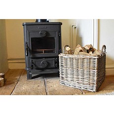 Callow Wicker Log Basket Medium Square - Next to Stove