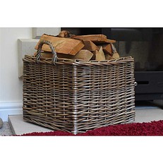 Log Basket Medium Square - With Logs