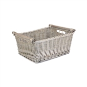  Antique Wash Wooden Handled Basket - front view