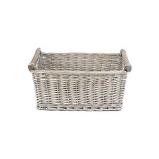 Antique Wash Wooden Handled Basket - side view