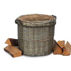 Antique Wash Round Storage Basket - Log Basket