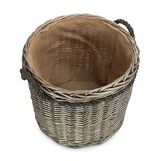 Antique Wash Round Storage Basket - Lined Stylish Storage Solution