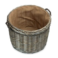 Antique Wash Round Storage Basket - Lined