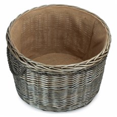  Antique Wash Round Storage Basket - Lined