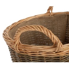 Unpeeled Willow Log Basket - Integrated Handles