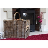 Side view  Log Basket Antique Wash Open Ended Basket