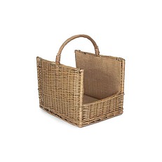  Log Basket Antique Wash Open Ended Basket - Side View