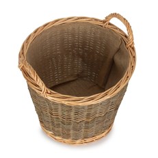 Small Unpeeled Willow Log Basket with Lining