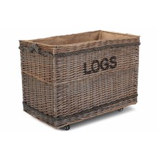 Jumbo Logs Basket with Wheels - side view
