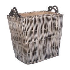 Set of 2 Rectangular Grey Log Baskets - Nested 