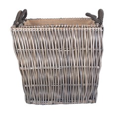Set of 2 Rectangular Grey Log Baskets - Nested Side View