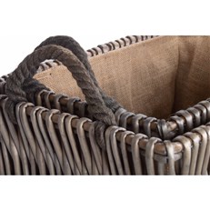 Set of 2 Rectangular Grey Log Baskets - Nested Top View