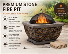 Premium Stone Fire Pit and Wood Burning Patio Fire