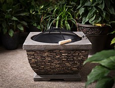Stone Fire Pit - Fuel Grate, Spark Guard And Poker